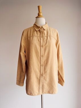 Vintage Studio Works Faux Suede Shacket Tan Western Overshirt Jacket M